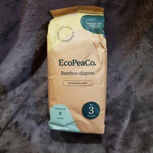 EcoPeaCo. Bamboo Diapers - 8 Ct Size 3 16-28 lbs - NEW